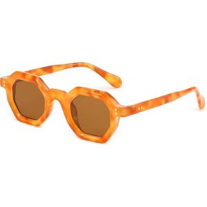 FEISEDY Octagon Sunglasses for Women – Thick Frame Fashion Rectangle Sun Glasses – Summer UV400 Protection(003 – Yellow Leopard)