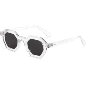 FEISEDY Octagon Sunglasses for Women – Thick Frame Fashion Rectangle Sun Glasses – Summer UV400 Protection(004 – Transparent)