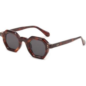 FEISEDY Octagon Sunglasses for Women – Thick Frame Fashion Rectangle Sun Glasses – Summer UV400 Protection(005 – Leopard)