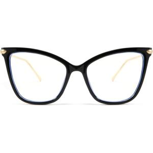 FEISEDY Oversized Cat Eye Glasses Frame Blue Light Blocking Eyewear for Women B2589(001 Black)