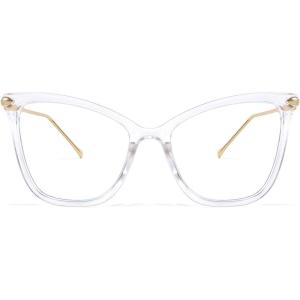 FEISEDY Oversized Cat Eye Glasses Frame Blue Light Blocking Eyewear for Women B2589(004 Transparent)