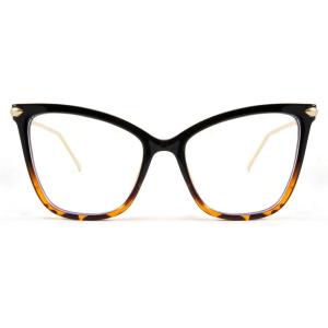 FEISEDY Oversized Cat Eye Glasses Frame Blue Light Blocking Eyewear for Women B2589(006 Black Leopard)