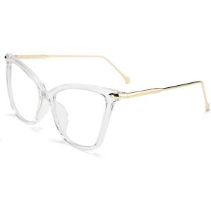 FEISEDY Oversized Cat Eye Glasses Frame with Clear Lenses Eyewear for Women B2460(Clear)