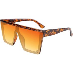 FEISEDY Oversized Sunglasses Mens Womens Flat Top Square Trendy Visor Shades UV400 B2470(Tortoise)