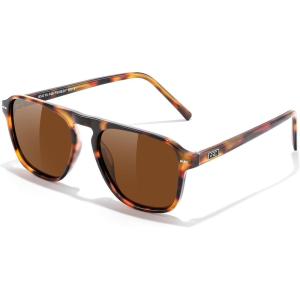 FEISEDY Polarized Aviator Mens Sunglasses Square Modern Women Vintage Style Acetate Frame UV400 B0191(006 Leopard Frame & Tea)