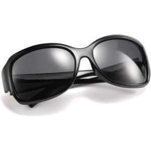 FEISEDY Polarized Oversized Sunglasses for Women Men, Classic Rectangle Wrap Around Large Frame UV400 Protection B2504(Black)