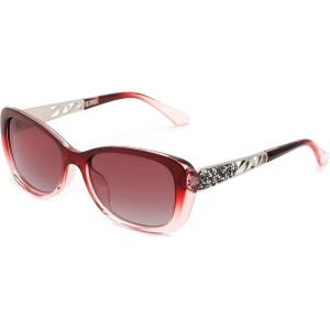 FEISEDY Polarized Women Sunglasses Retro Shades Photochromic Lens Sparkling Crystal Sunglasses UV400 Protection B0144(B-polarized Red)