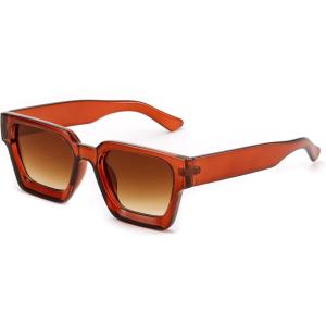 FEISEDY Retro 90s Square Sunglasses for Women Men Trendy Chunky Rectangle Sunglasses UV400 Protection B2385(015 Light Brown | Gradient Tea Lens)