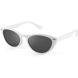 FEISEDY Retro Cat Eye Sunglasses Women Men Vintage Small Cateye UV400 Sunglasses B2617(White)