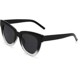 FEISEDY Retro Cat Eye Sunglasses Women Men Vintage Square Cateye UV400 Sunglasses B2586(Black Clear)