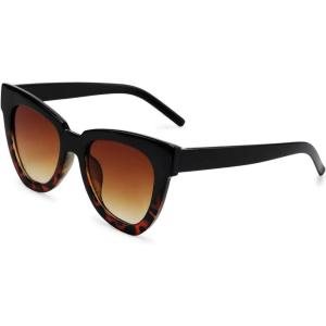 FEISEDY Retro Cat Eye Sunglasses Women Men Vintage Square Cateye UV400 Sunglasses B2586(Black-leopard)