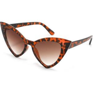 FEISEDY Retro Cat Eye Sunglasses for Women Fashion Vintage Cateye Sun Glasses B2235(003 Leopard Frame/Tea Gradient Lens)