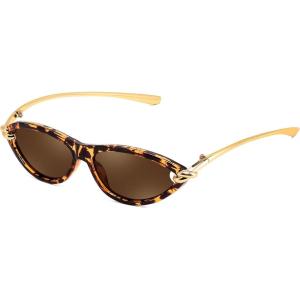 FEISEDY Retro Oval Cat Eye Sunglasses for Women Y2k Small Cateye Sun Glasses Womens Mens Trendy 90s Shades B4186(Tortoise)