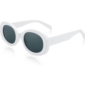 FEISEDY Retro Oval Clout Sunglasses Small Vintage 90’s Style Chunky Round Sun Glasses B2312