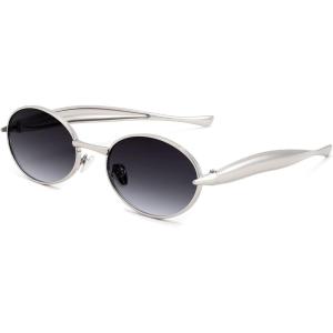 FEISEDY Retro Oval Sunglasses Women Men – Gold Metal Chunky Frame, UV400 for Driving & Daily Wear B0312(Silver/Grey)