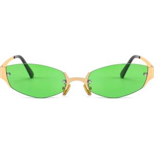 FEISEDY Retro Oval Sunglasses Women Men Y2K Fashion Designer Cosplay Glasses Party Accessories B2376(Green)