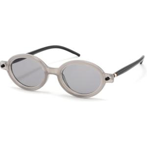 FEISEDY Retro Oval Sunglasses for Women 90s Narrow Round Lightweight Shades Y2k Trendy Sunnies B1171(203 Transparent Grey Frame & Grey)