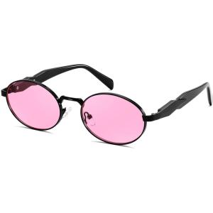 FEISEDY Retro Oval Women Sunglasses, Small Trendy Sun Glasses for Men B4170(Pink)