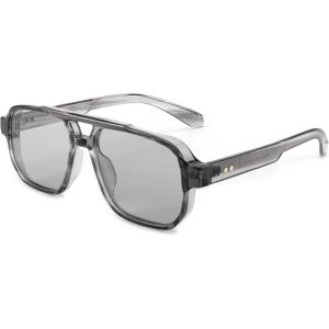 FEISEDY Retro Square Aviator Sunglasses Women Men, 70s Small Vintage Rectangle UV400 Sun Glasses B9120(Grey Frame Grey Lens)