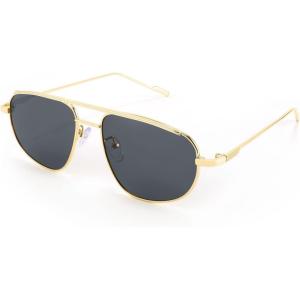 FEISEDY Retro Trendy Aviator Sunglasses Women Men 90s Small Vintage Glasses Stylish Gold Metal Oval Sunglasses B2906(002 Gold Frame/Gray Lens)