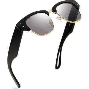 FEISEDY Semi-Rimless Sunglasses for Men Women Classic Sun Glasses Retro Metal Frame Shades UV400 Protection B0185(Black Frame & Black Lens)