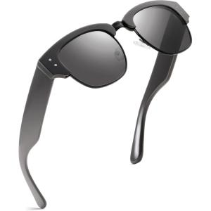 FEISEDY Semi-Rimless Sunglasses for Men Women Classic Sun Glasses Retro Metal Frame Shades UV400 Protection B0185(Grey Frame & Black Lens)