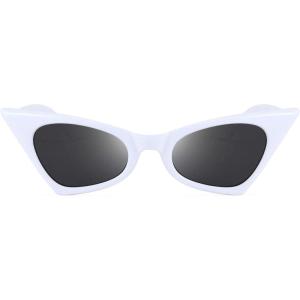 FEISEDY Small Cat Eye Sunglasses Vintage Square Shade Women Eyewear B2291(03 White)