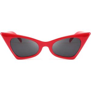 FEISEDY Small Cat Eye Sunglasses Vintage Square Shade Women Eyewear B2291(04 Red)
