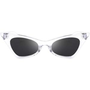FEISEDY Small Cat Eye Sunglasses Vintage Square Shade Women Eyewear B2291(05 Transparent)