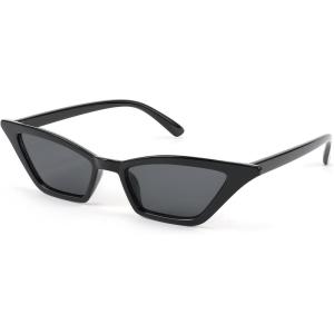 FEISEDY Small Cat Eye Sunglasses Vintage Square Shade Women Eyewear B2291(Black / Grey Lens)