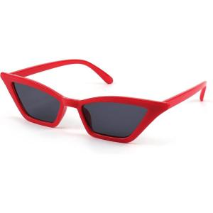 FEISEDY Small Cat Eye Sunglasses Vintage Square Shade Women Eyewear B2291(Red / Grey Lens)