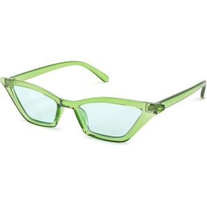 FEISEDY Small Cat Eye Sunglasses Vintage Square Shade Women Eyewear B2291(Transparent Green / Green Lens)