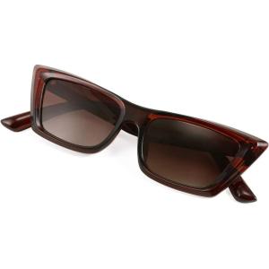 FEISEDY Small Cateye Square Polarized Sunglasses Women Classic Thick Rectangle Frame UV400 Sun Glasses B2736(001 Jelly Dark Brown)