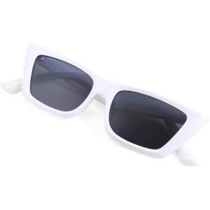 FEISEDY Small Cateye Square Polarized Sunglasses Women Classic Thick Rectangle Frame UV400 Sun Glasses B2736(006 Bright White)