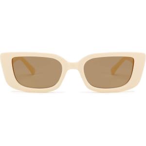 FEISEDY Small Rectangle Sunglasses for Women Men Vintage Trendy Y2K Rectangular Sunglasses B9066(Beige)