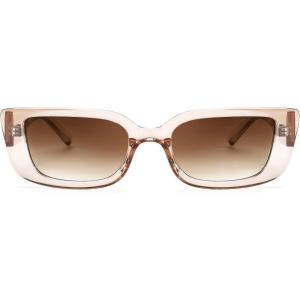 FEISEDY Small Rectangle Sunglasses for Women Men Vintage Trendy Y2K Rectangular Sunglasses B9066(Champagne)