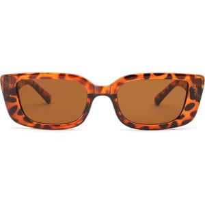 FEISEDY Small Rectangle Sunglasses for Women Men Vintage Trendy Y2K Rectangular Sunglasses B9066(Leopard)
