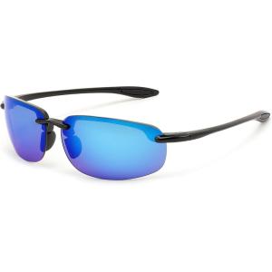 FEISEDY Sports Sunglasses for Men Women TR90 Rimless Frame for Running Fishing Driving B0349(Blue)