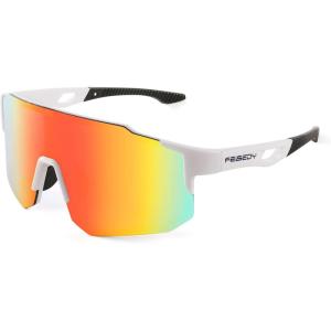 FEISEDY Sports Sunglasses for Men, Women and Teens – Baseball, Biking, Cycling UV400 Protection B2388(007-white)