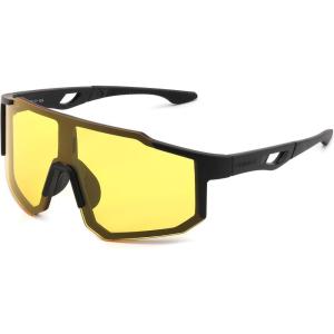 FEISEDY Sports Sunglasses for Men, Women and Teens – Baseball, Biking, Cycling UV400 Protection B2388(013-black Yellow)