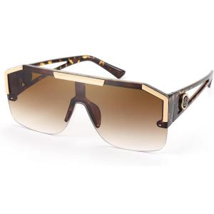 FEISEDY Square Oversized Sunglasses for Men Women, Flat Top Shield One Piece Lens Sun Glasses Shades B2765(Leoperd)
