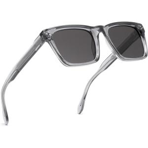 FEISEDY Square Sunglasses For Men Women Polarized Trendy Chunky Thick Frame Rectangle Shades Sun Glasses UV400 B0294(Grey/Grey)