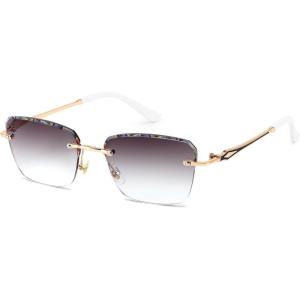 FEISEDY Stylish Metal Reader Sunglasses for Woman Trendy Retro Reading Glasses UV400 Protection B0295(Gold Frame & Gradual Grey Lens)