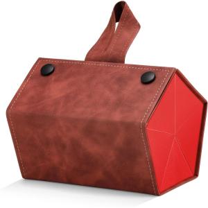FEISEDY Sunglasses Organizer 5 Slots Travel Glasses Case,Hanging Eyewear Holder Fashionable PU Leather Eyeglass Case B0087(002 Brown-red)