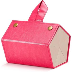 FEISEDY Sunglasses Organizer 5 Slots Travel Glasses Case,Hanging Eyewear Holder Fashionable PU Leather Eyeglass Case B0087(004 Pink)