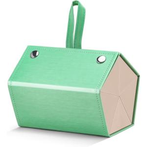 FEISEDY Sunglasses Organizer 5 Slots Travel Glasses Case,Hanging Eyewear Holder Fashionable PU Leather Eyeglass Case B0087(005 Silk-green)