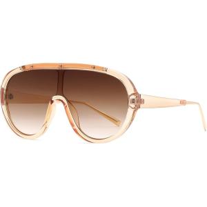 FEISEDY Sunglasses Women Oversized One Piece Frame UV400 Sun Glasses Trendy Retro Shades B2580(Champagne Mirrored)