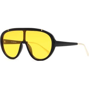 FEISEDY Sunglasses Women Oversized One Piece Frame UV400 Sun Glasses Trendy Retro Shades B2580(Yellow)