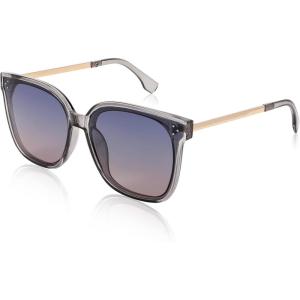 FEISEDY Sunglasses Womens, Oversized Retro Square Polarized Sunglasses, Trendy Shades UV400 B2901(004 Transparent Grey | Gradient Pink Lens)