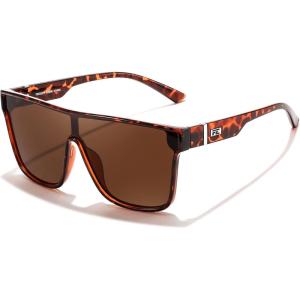 FEISEDY Sunglasses for Women Men, Fashion Mirrored Single Lens, Driving Beach Sunnies UV400 Shades B2996(Leopard Frame & Tea Lens)